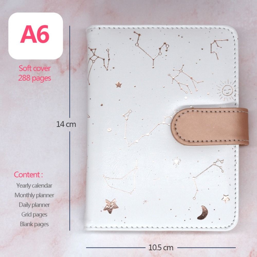 

Starry Sky Agenda Planner Notebook A6 Soft Constellation Cover Notebook Hand Laptop Pu Leather