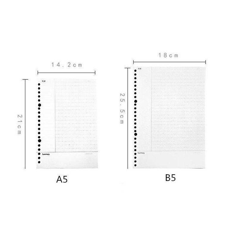 

New A5 B5 Loose Leaf Notebook Refill 60 Sheets Kawaii Spiral Binder Index Inside Page Dot Grid Blank