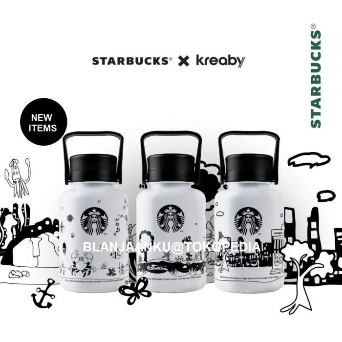 [A302] Starbucks Reusable Bottle 1 Liter - Botol Minum Tumbler Kreaby - City -Gratisongkir