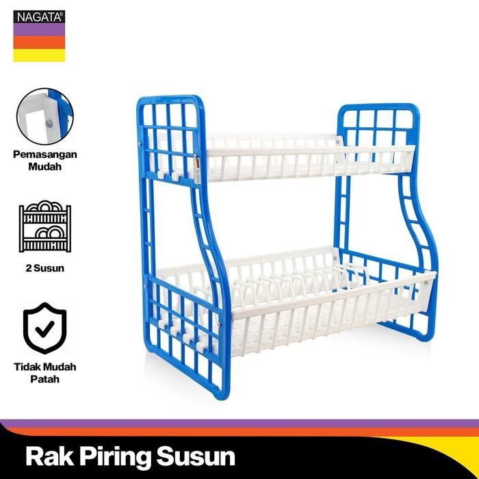 New` rak piring 2 susun - rak piring plastik nagata - tempat piring makan