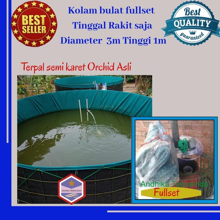 kolam lele fullset Diameter 3m Tinggi 1m/kolam bulat terpal fullset gjah