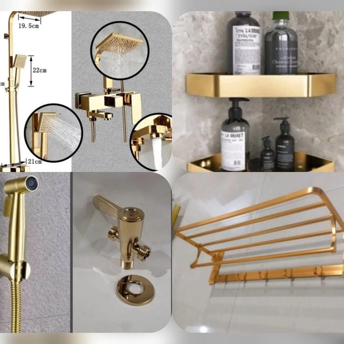 Paket kamar mandi warna gold / Asess kamar mandi gold / shower