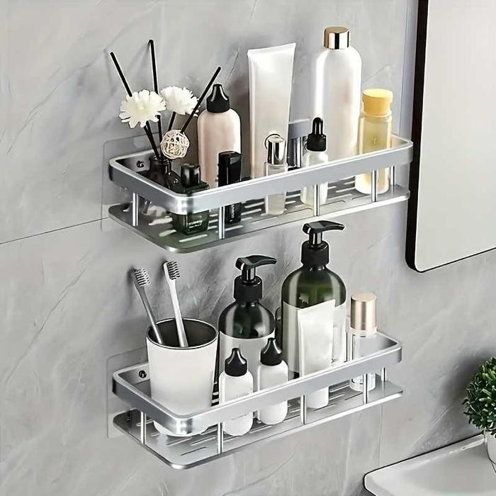 RAK GANTUNG DINDING TEMPEL KAMAR MANDI DAPUR ORGANIZER RACK ALUMINIUM