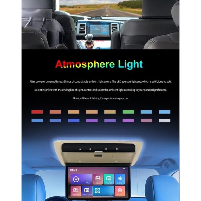 Terlaris Tv Plafon Mobil / Roof 13.3" Ips Screen Android System Hdmi, Usb & Mmc Ongkir Termurah