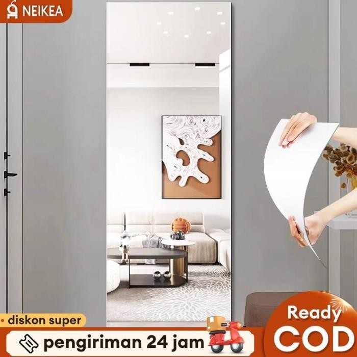 Cermin Full Body Cermin Acrylic Plastic Stiker Tempel Cermin Kamar
