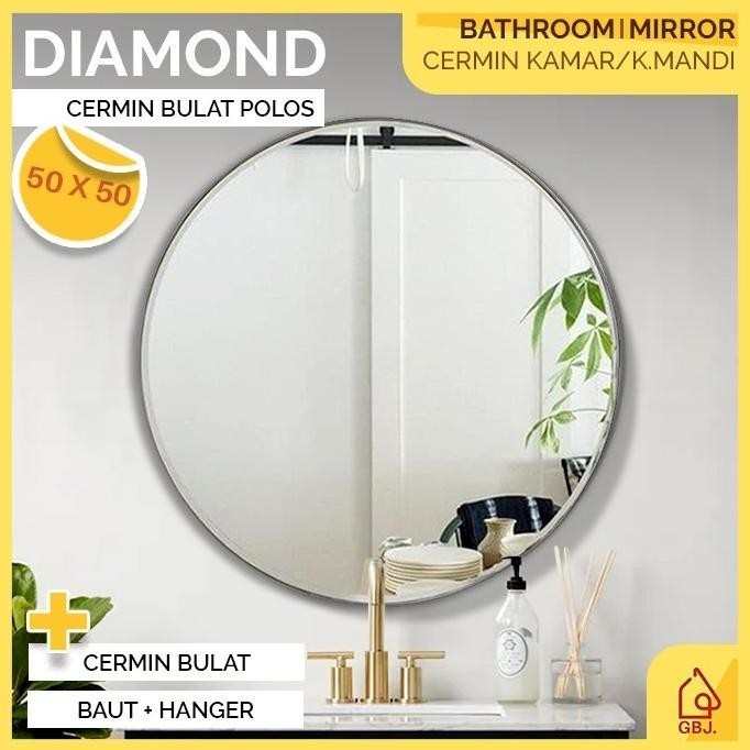 TERBARU, - CERMIN BULAT POLOS 50 X 50 / CERMIN KAMAR MANDI / CERMIN