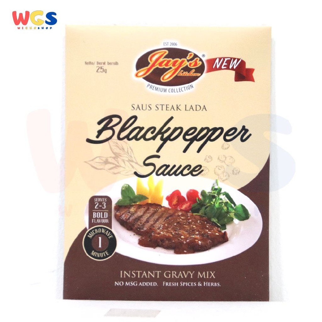 

READYY! Jay's Kitchen Jays Blackpepper Steak Gravy Mix Sauce 25g - Saus Steak Lada Hitam