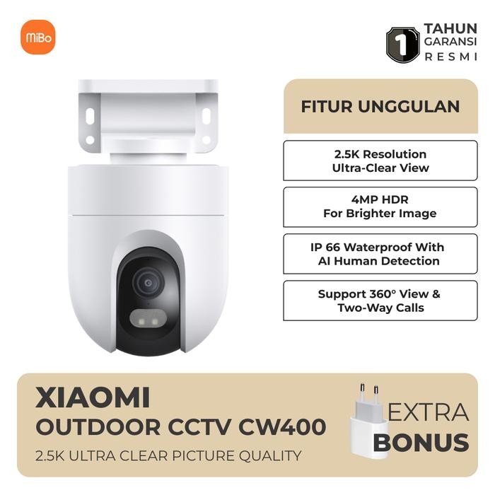 Terlaris Xiaomi Outdoor Camera Cw400 4Mp 2.5K Kamera Cctv Outdoor 360 Ip66 Waterproof Ai Human