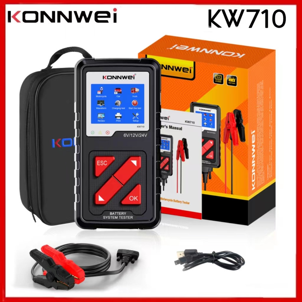 NEW KONNWEI KW710 Car Battery Tester 6V/12V/24V 100-2000CCA Battery Load Tester Charging Diagnostic 