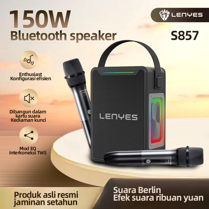 Best Seller Lenyes S857 150W Ktv Wireless Speaker + Microphone Karaoke Bluetooth 5.3 Portable Rgb