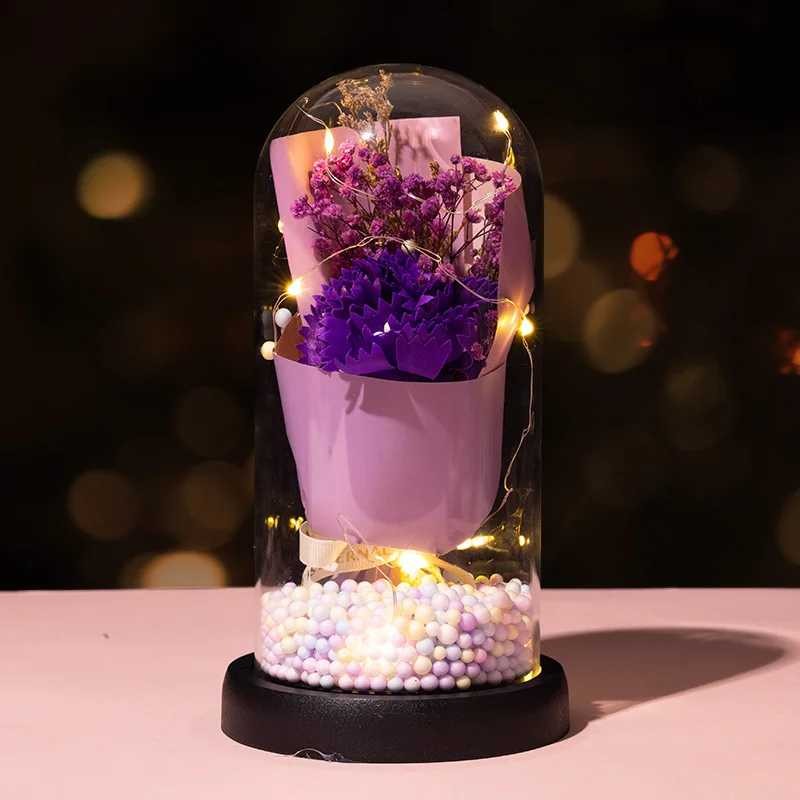 

Lampu Hias Bunga Abadi dengan Penutup Kaca Abadi Eternal Flower Perpetual Glass Cover Decorative Flower Lamp Warna Ungu