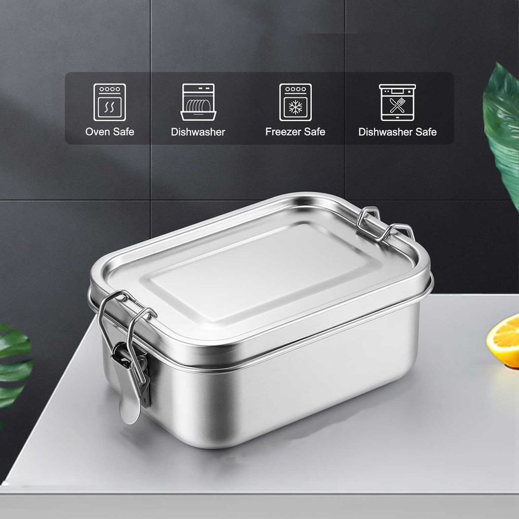 

Kotak Makan Siang Stainless Steel Satu Lapisan 850ml Lunch Box Stainless Steel Single Layer 850ml Warna Silver