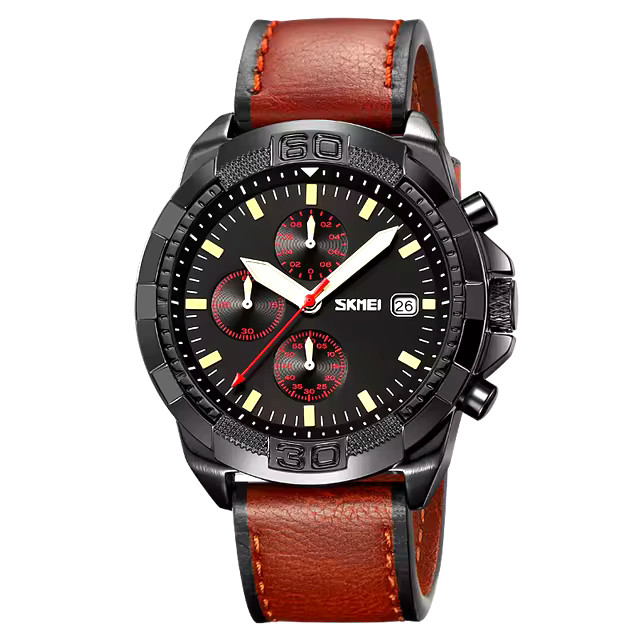 Jam Tangan Analog Pria Elegan Elegant Men's Analog Watch Warna Hitam Coklat