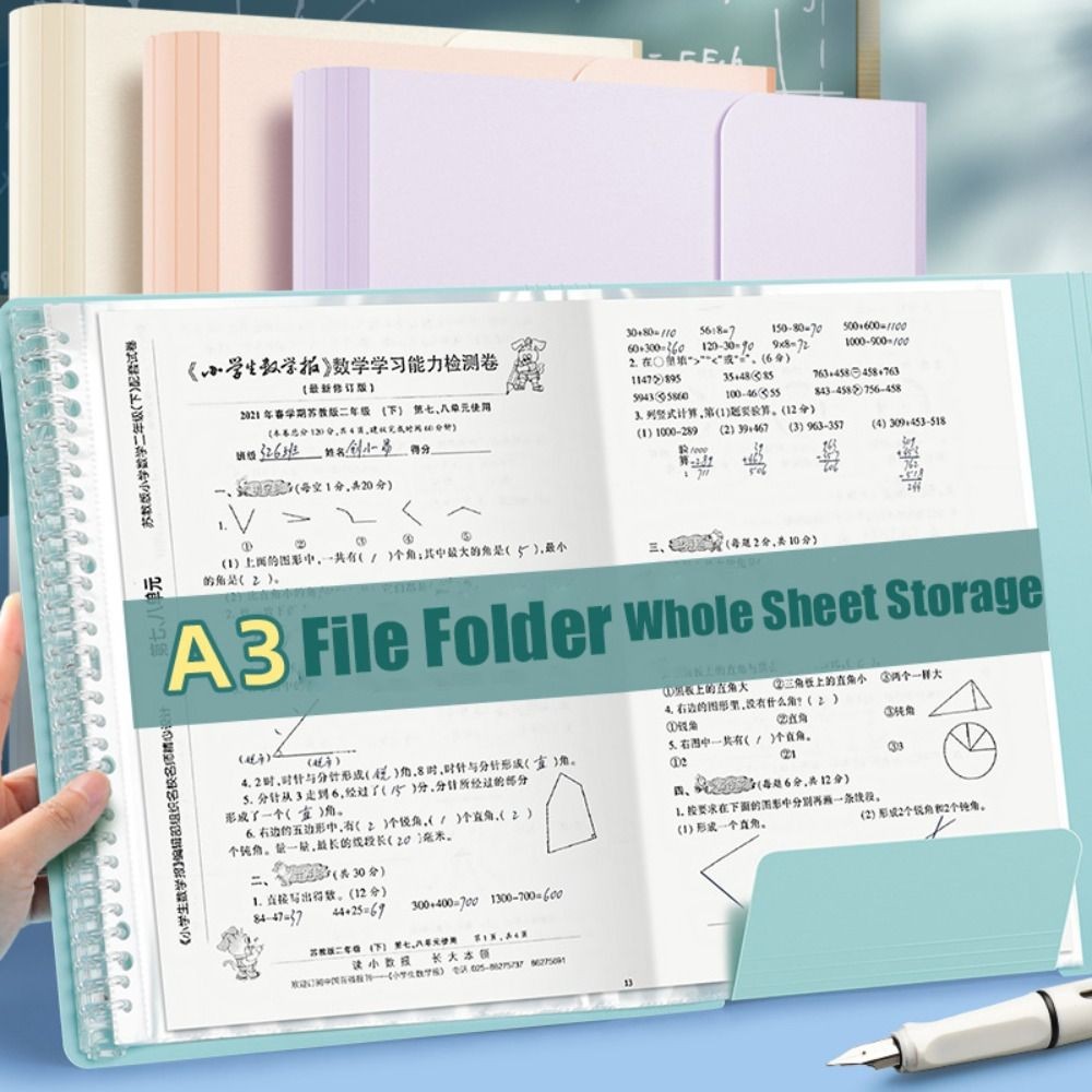 Portable Multifunction A3 File Folder Test Folder Waterproof Classification Organizer Loose-leaf Fol
