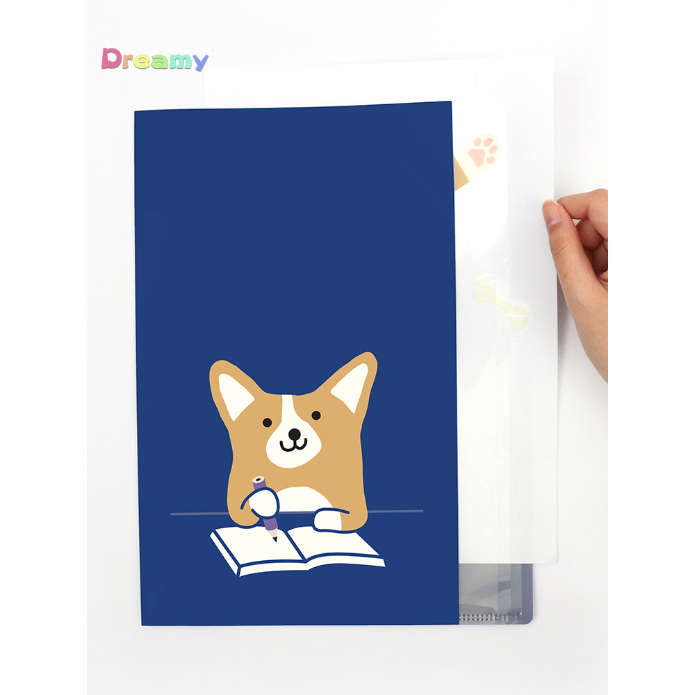 Bookfriends Cute Cat 3-Layer A4 Translucent Index Folder Information Bag, Transparent Clear Document