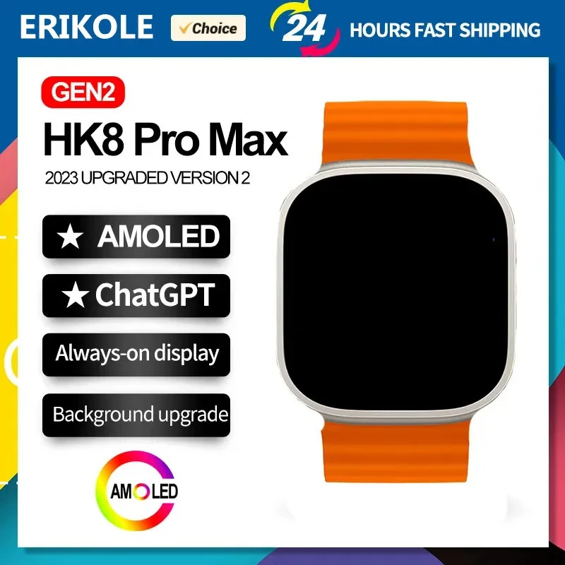 GEN 2 HK8 Pro Max Smart Watch Ultra Series 8 2.12” AMOLED Screen ChatGPT NFC Compass Men Woman Sport