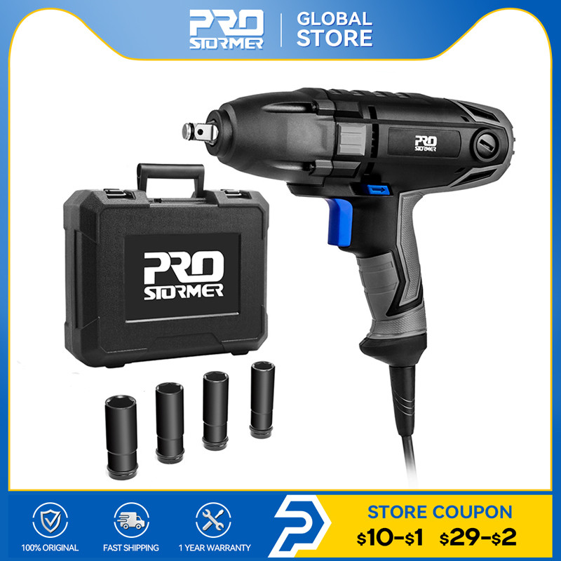 Kunci Impact Listrik 220V Kunci Pas Listrik Soket 1/2 Inci, Alat Listrik Perawatan Otomotif PROSTORM