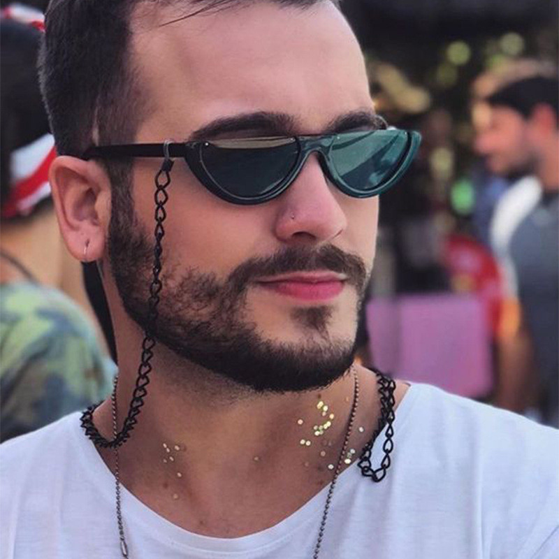 Rantai Kacamata Logam Hitam Modis Rantai Pria untuk Tali Pengikat Kacamata Aksesori Kacamata Hitam W