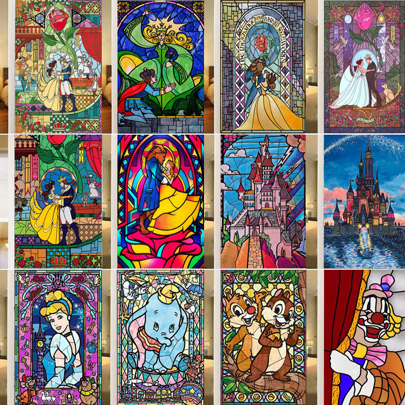 Film Kaca Patri Kustom Stiker Buram Putri Pangeran untuk Kamar Anak-anak Poster Kotak Lampu Pintu De