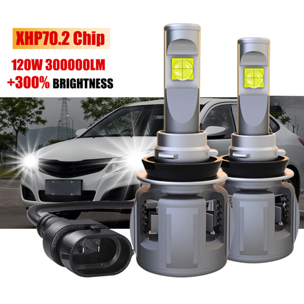 2 Buah XHP70 Chip 120W H7 LED Lampu Depan Mobil H4 Lampu LED H11 H4 H1 9005 9006 9012 Bohlam 6000K 3