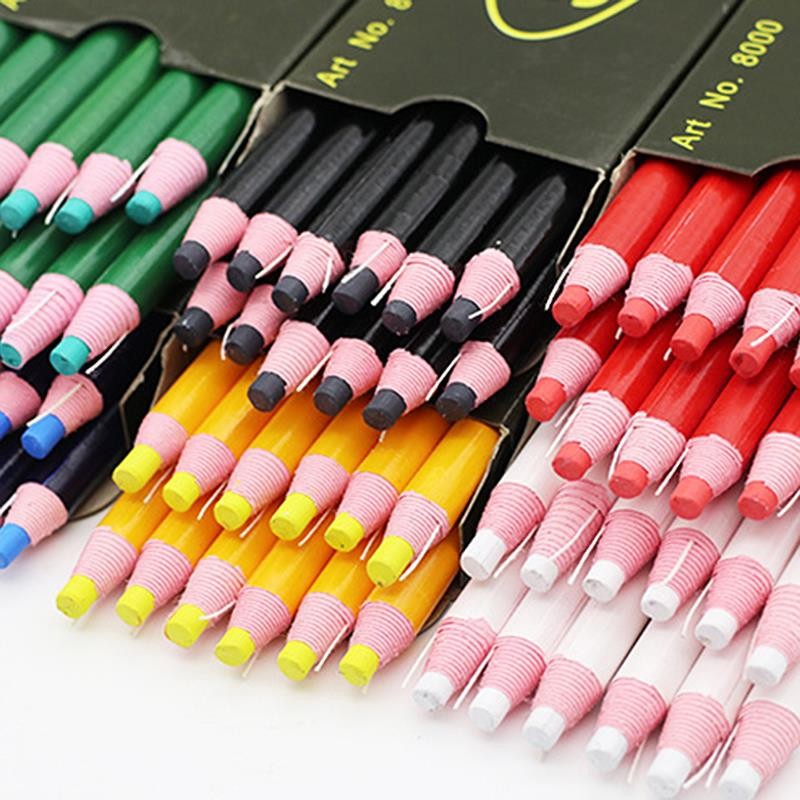 12 Buah Pensil Kapur Penjahit Jahit Warna-warni Pena Spidol Kain Kapur Bebas Potong untuk Tambal Sul