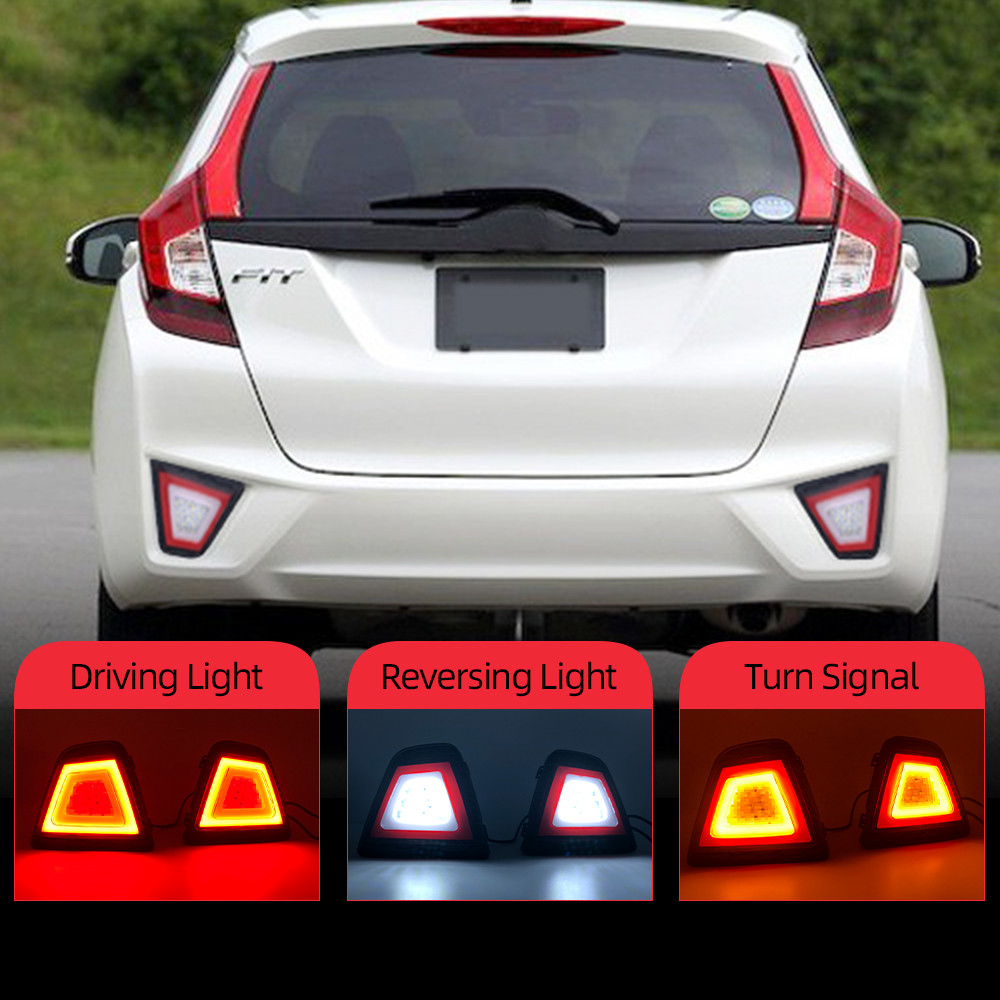 1 Set untuk Honda Jazz FIT 2014 2015 2016 2017 Lampu Kabut Belakang LED Mobil Multifungsi Lampu Rem 