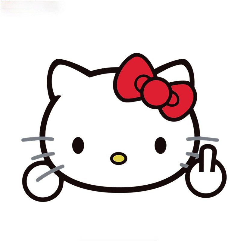 LLY-0599 Stiker Kepribadian Lucu Kucing KITTY Gambar Tengah Kartun 3D Stiker PVC Mobil Sepeda Motor 