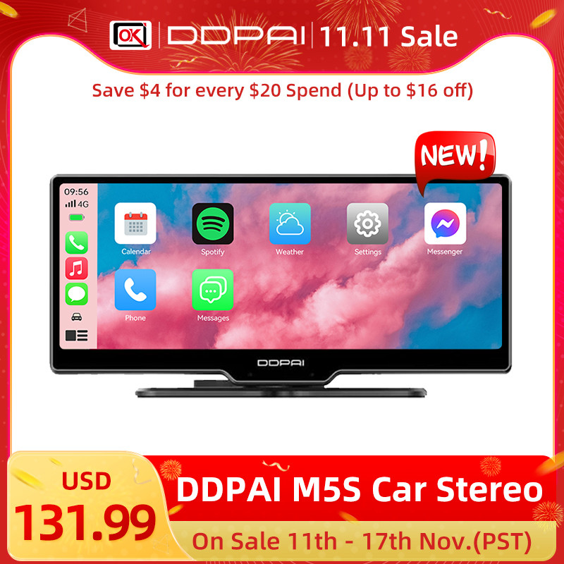 DDPAI M5S Mobil Stereo Ponsel Kendaraan Lintas Layar Sinkronisasi Aplikasi Pemutar Mobil Layar Sentu