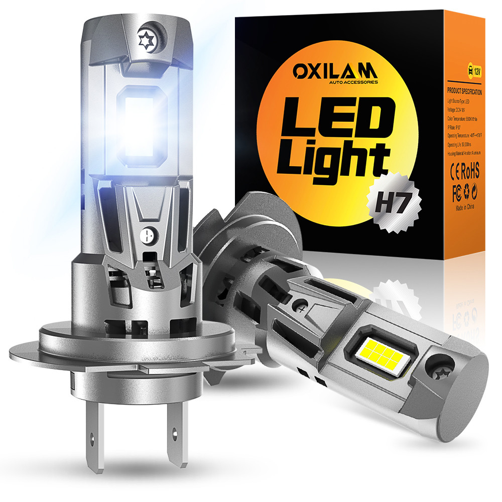 OXILAM 2 Buah 22000LM 120W H7 Bohlam Lampu Depan Mobil LED Canbus H7 Lampu Depan Turbo 1:1 Desain Ni