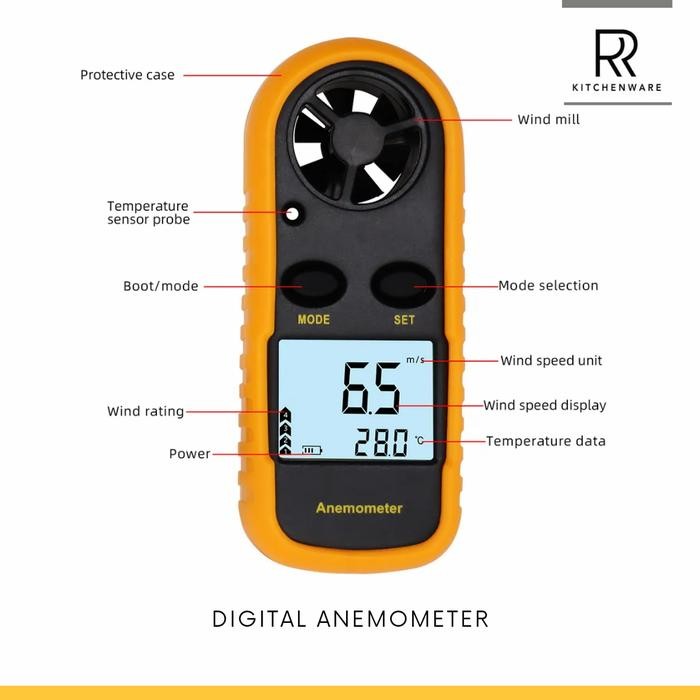 Digital Wind Anemometer Pengukur Kecepatan Angin Digital Anemometer