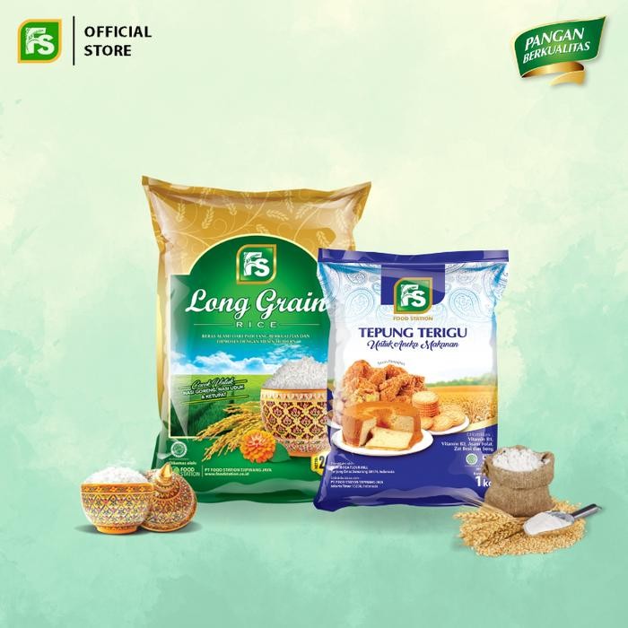 

SALE !!! BERAS LONG GRAIN GREEN FOOD STATION 2.5 KG; TEPUNG TERIGU FOOD STATION 1 KG READYY