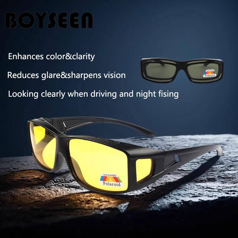 BOYSEEN Men Polarized Photochromic Sunglasses Riding Windproof Wrap Goggles Anti Glare Night Vision