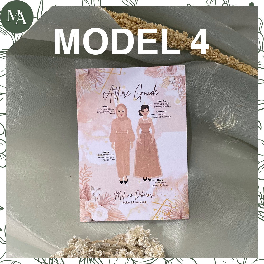 ID KARTU ATTIRE GUIDE CARD UNDANGAN BRIDESMAID PANDUAN BUSANA CUSTOM NAMA AESTHETIC
