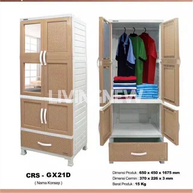 Lemari Pakaian Plastik Cermin Napolly Gantungan