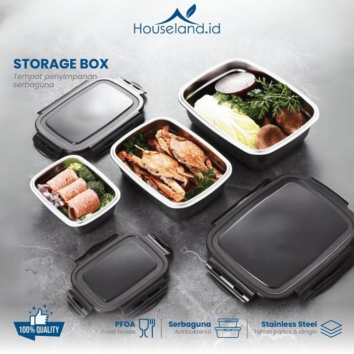 

Tempat Makan Toples Kotak Dan Bulat Stainless Foodgrade Makanan Penutup Klip Anti Tumpah