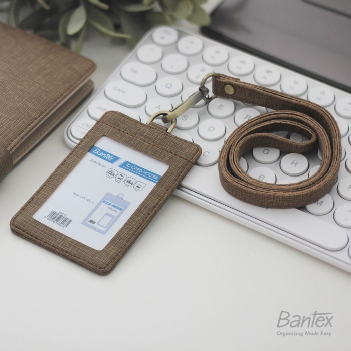 

Tjp - Bantex Name Tag Id Card Holder Kulit Brown 8869 03 Tali Lanyard