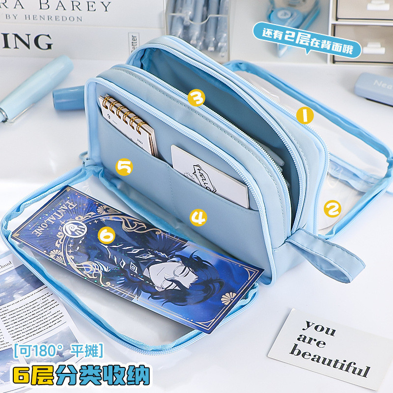 

4-layer Kotak Pensil Transparan Tempat Pensil Berkapasitas Besar Pencil Case