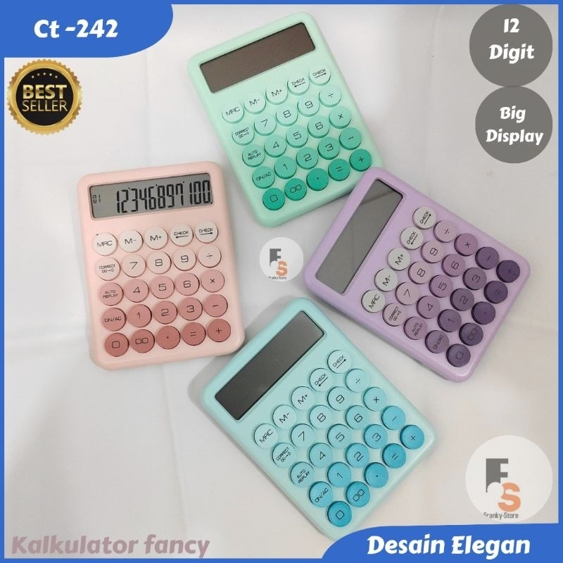 

Kalkulator Warna Warni 12 Digit Tombol Besar Big Display Type Ct 242
