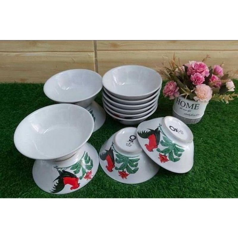 Mangkok Keramik Ayam Jago 6Pcs Desain Menarik