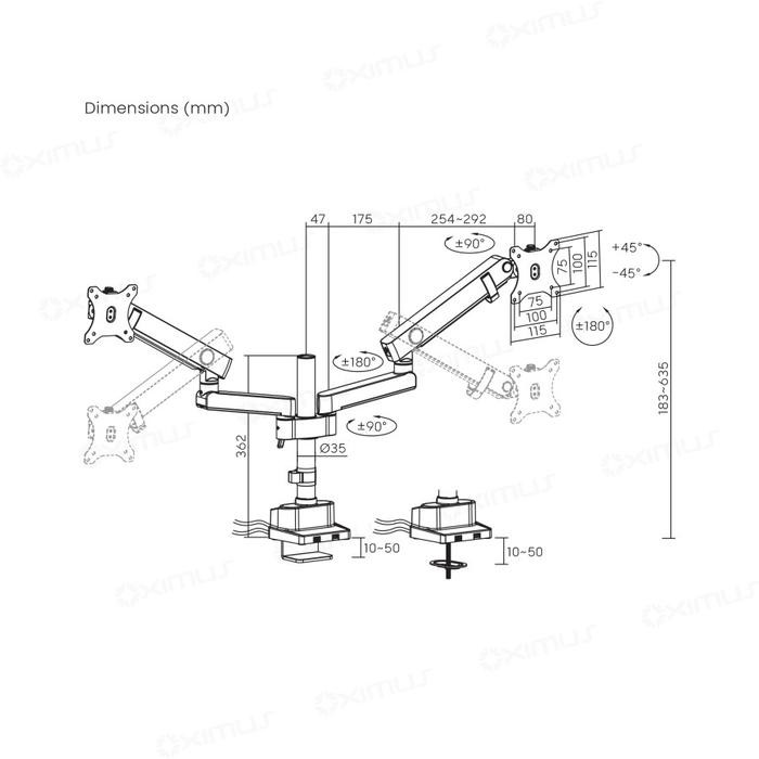 

BRACKET SINGLE DAN DUAL MONITOR 17" - 40" OXIMUS P112U DAN P212U GREY / ABU HEAVY DUTY MECHANICAL