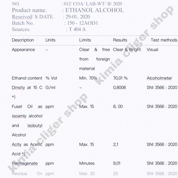 ALKOHOL ETHANOL FOOD GRADE / LINK OJOL