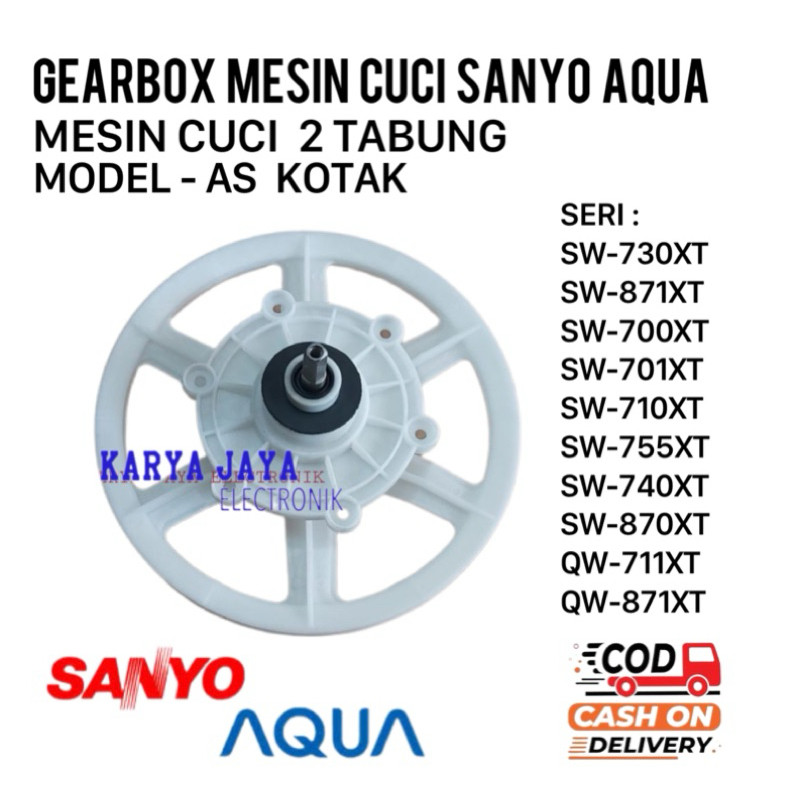 just1 Gearbox + Pully Set Mesin Cuci Sanyo Aqua 2 Tabung Gear box Girbox