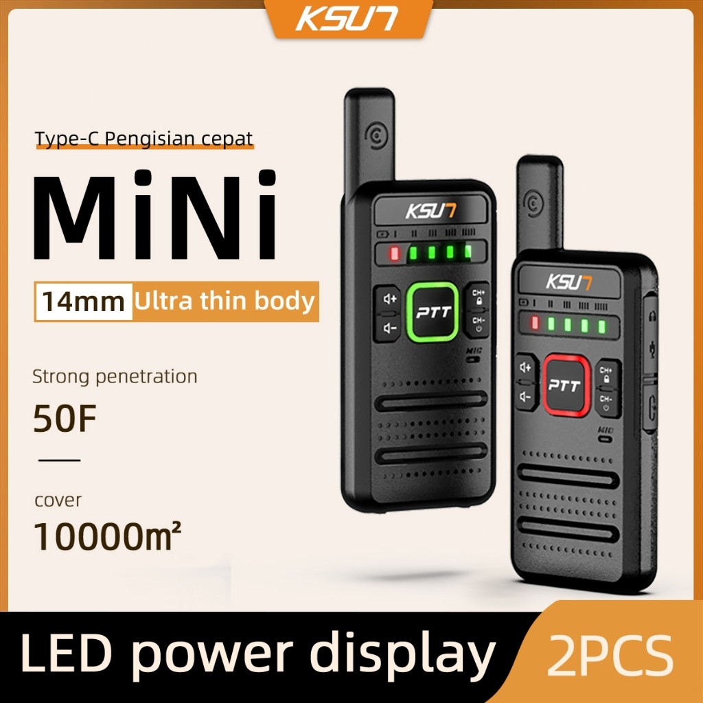 KSUN M10 2PC Portable Radio Walkie Talkie Two Way Radio Station Small Thin UHF Professional