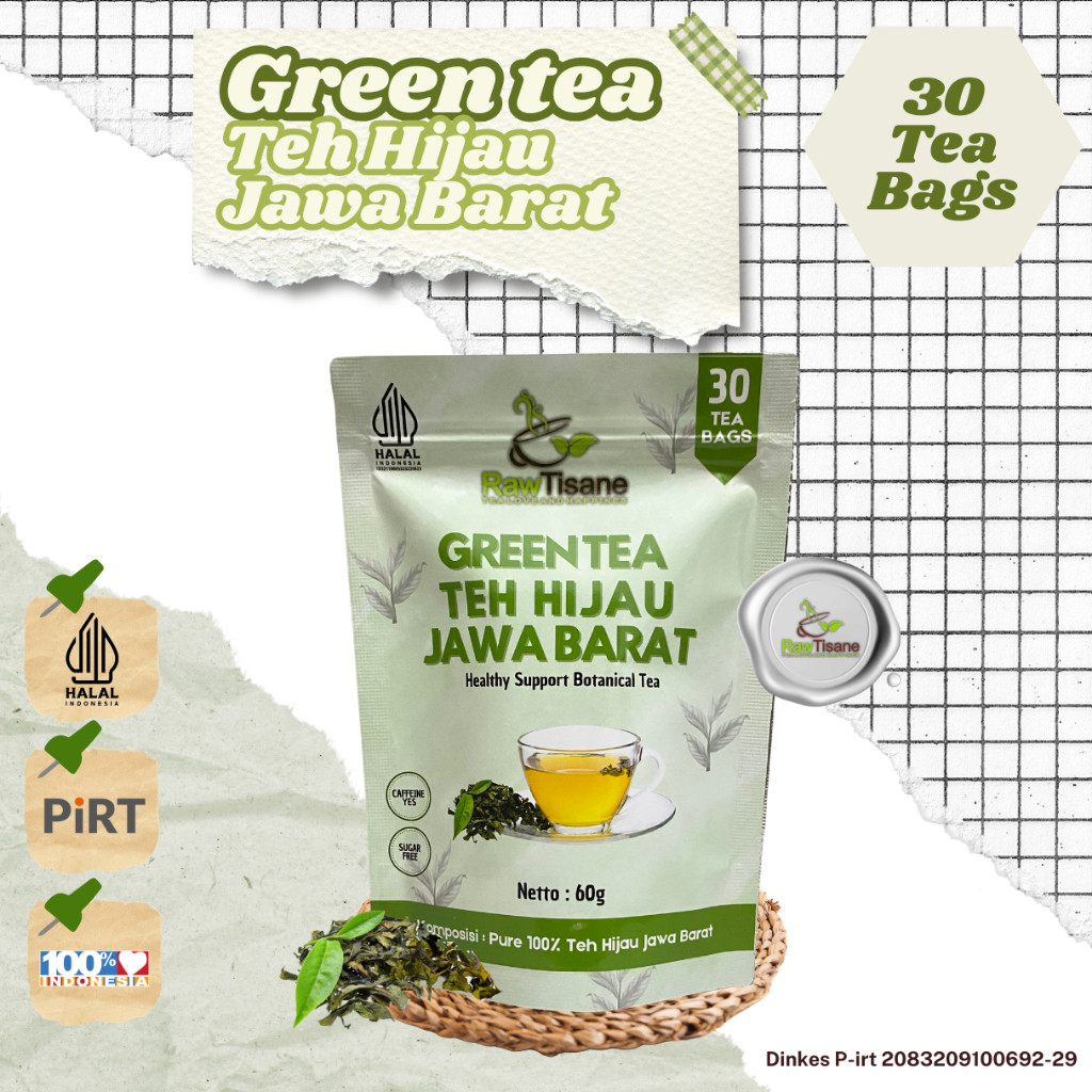 

RAW TISANE Green Tea : High Mountain Green Tea Teh Hijau Jawa Barat All Varian Isi 30 Tea Bag