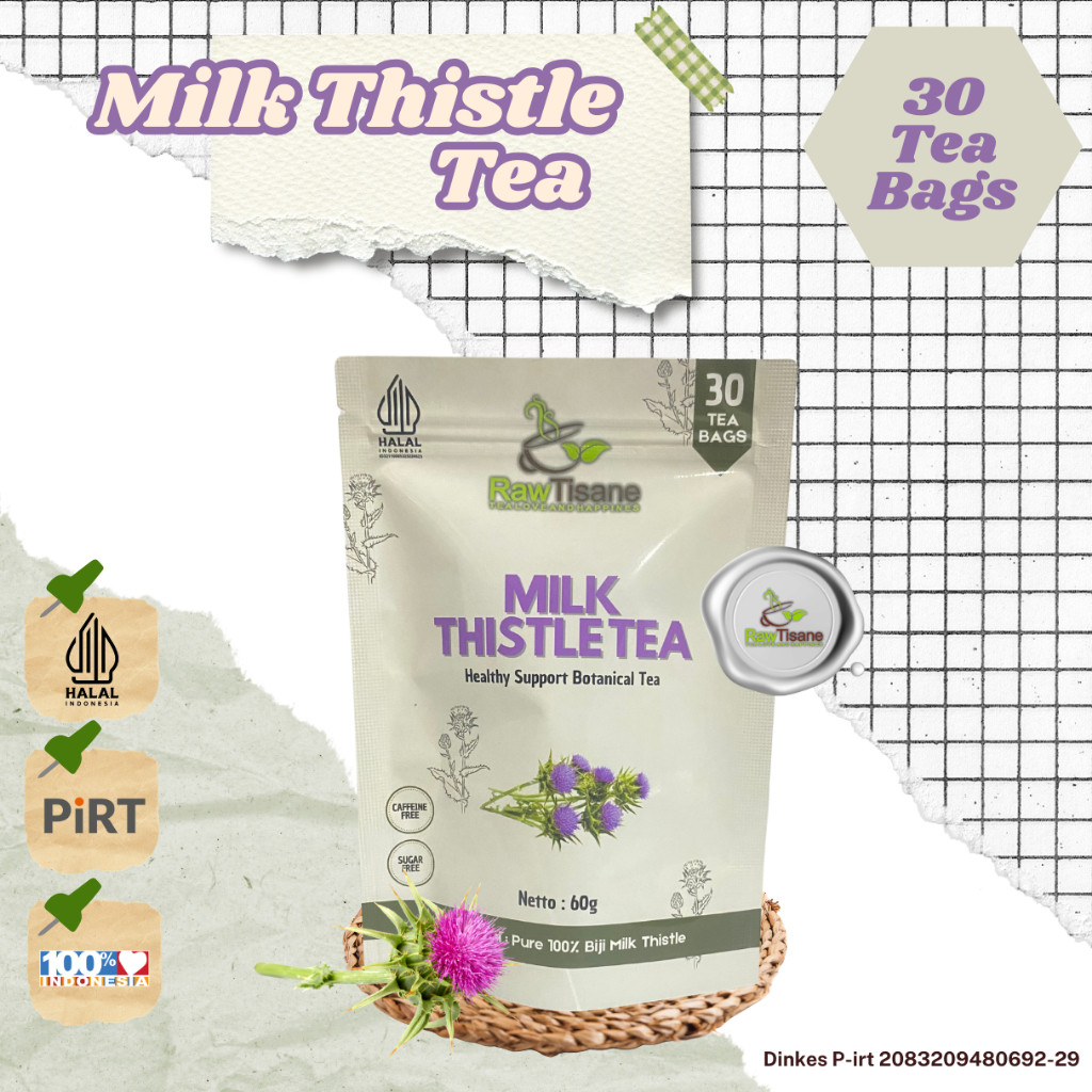 

RAW TISANE Milk Thistle Tea : Teh Celup Biji Milk Thistle Isi 30 Tea Bag