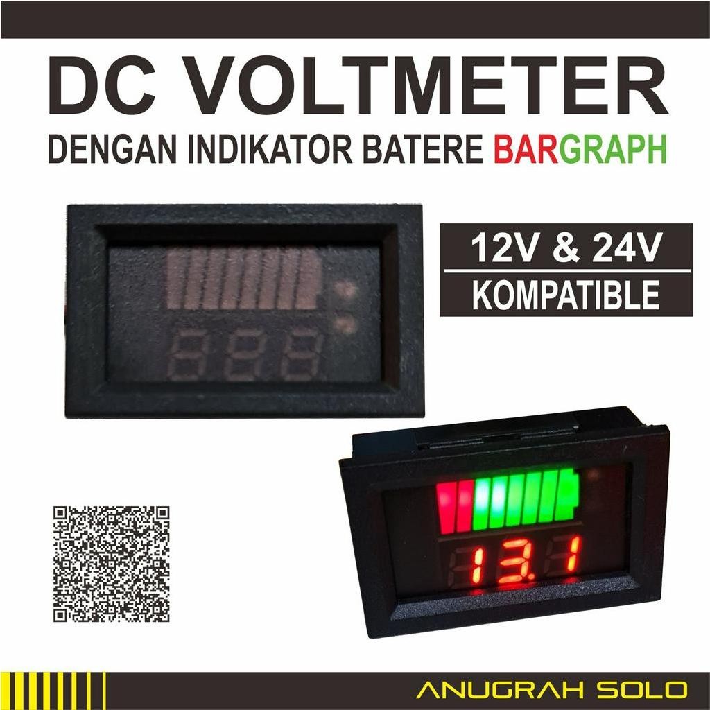 Voltmeter Indikator Aki 12V 24V Pengukur Tegangan dengan Bargraph [PREMIUM]