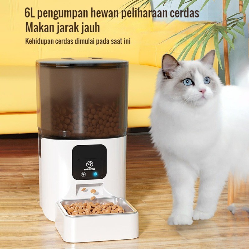 RB22 Tempat Makan Kucing Otomatis Timer 6L Pengaturan APP Feeder Anjing Otomatis Dispenser Makanan