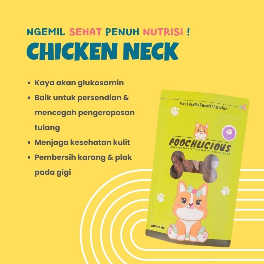 RB22 Poochlicious Chicken Neck / Leher Ayam / Dog Chew Treats / Cemilan Gigitan / Snack Anjing