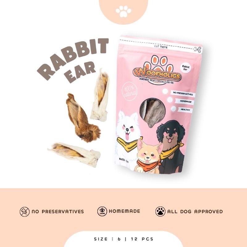 RB22 Woofholics Rabbit Ear / Kuping Kelinci / Cemilan Anjing Dog Snack Gigitan Anjing / Snack Anjing