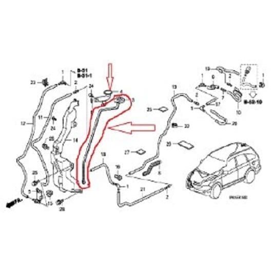 Tutup Tabung Air Wiper Crv 2007 2008 2009 2010 2011 2012 Kode 030